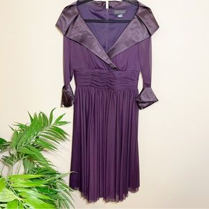 Jessica Howard NWOT Purple Retro Vintage Midi 3/4 Length Sleeve Flare Dress 12